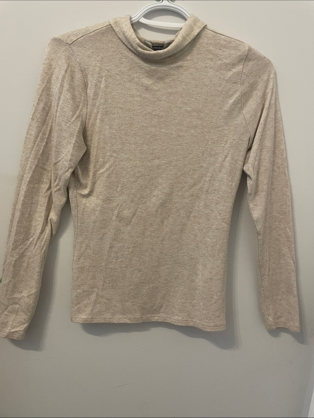Beige Long Sleeve Mock Neck Top